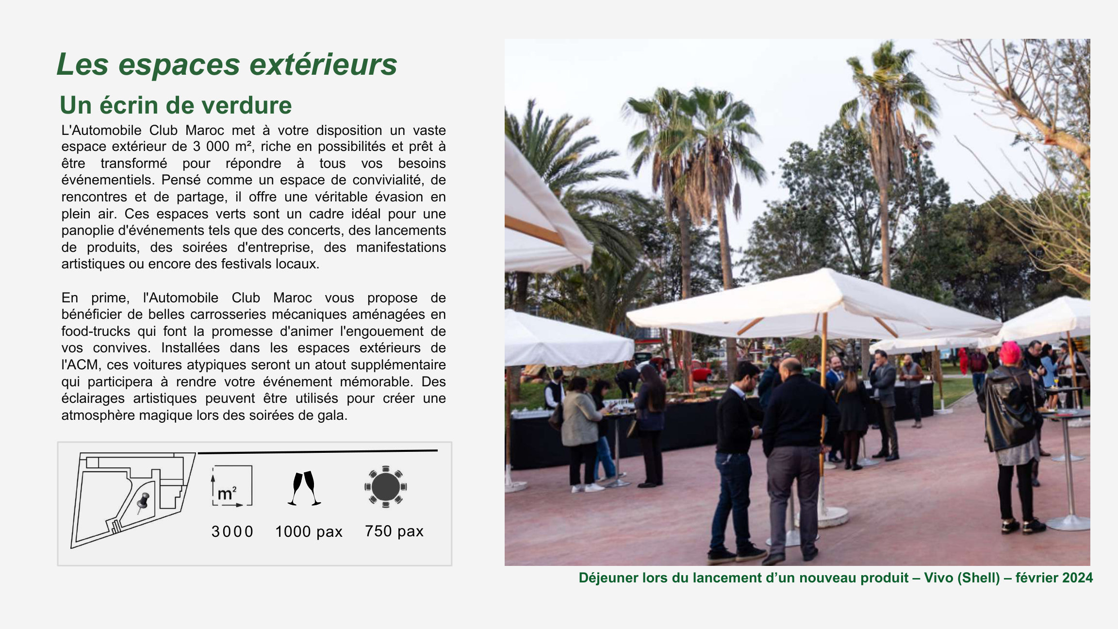 Espaces extérieurs du Musée pour événements